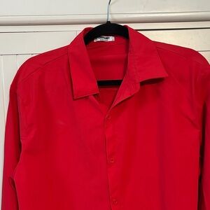 COOFANDY Red Men's Casual Button-Down Shirt
